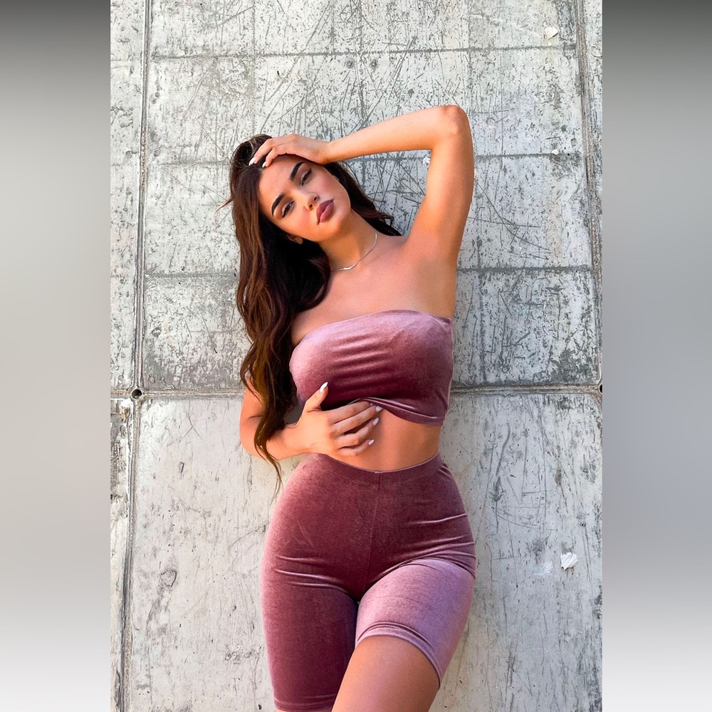 Fashion Nova Getting Even Velvet Short Set - Mauve Small